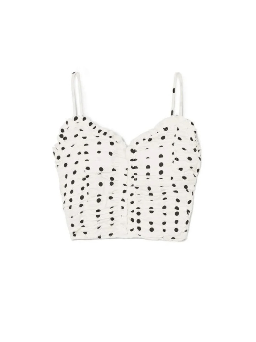 Maje Paris Polka Dot Ruched Cami Top White Black | Size 1
